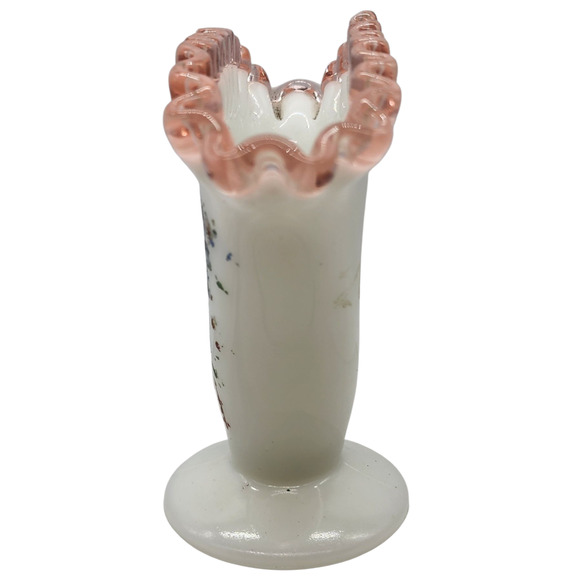 VINTAGE FENTON 36 Rosecrest Decorated Fan Vase - Picture 2 of 7